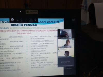 Seksi Pendidikan Madrasah Ikuti Rapat Koordinasi Seksi Kelembagaan dan SIM Secara Virtual.