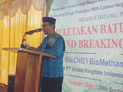 Ka. KUA Salapian Pimpin Doa Peletakan Batu Pertama Pembangunan BIO-CNG Plant