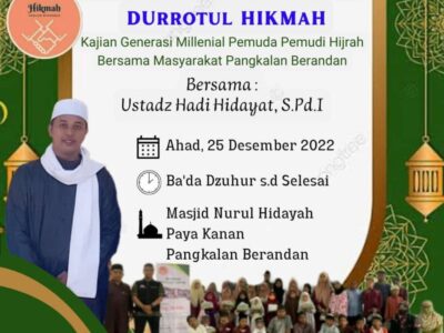 Penyuluh Agama Islam Kec. Berandan Barat kembali mengisi acara Komunitas Durrotul Hikmah Pangkalan Berandan